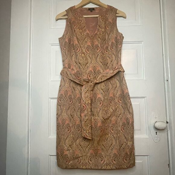 Talbots Metallic Sleeveless Dress w/ Belt - Picture 3 of 13
